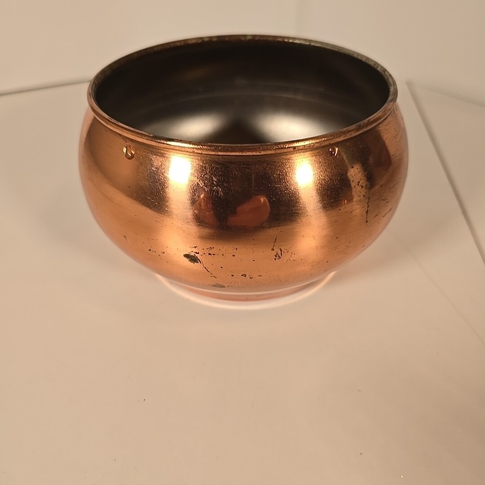 Vintage Copper Plated Bowl‎ Planter F.T.D.A Made In Taiwan 1984